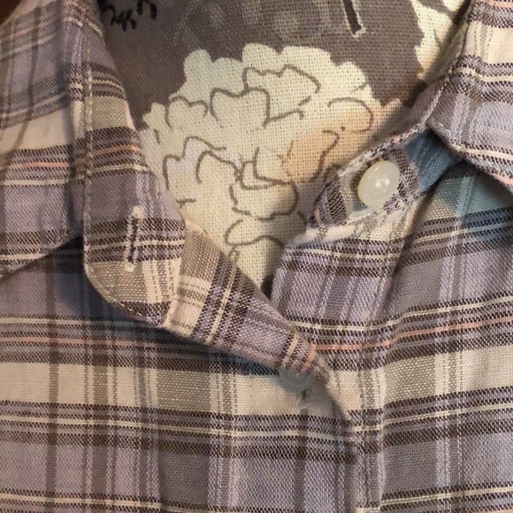 Madewell button-down, light tan and gray plaid, boxy, short-sleeve Courier shirt - Picture 6 of 11